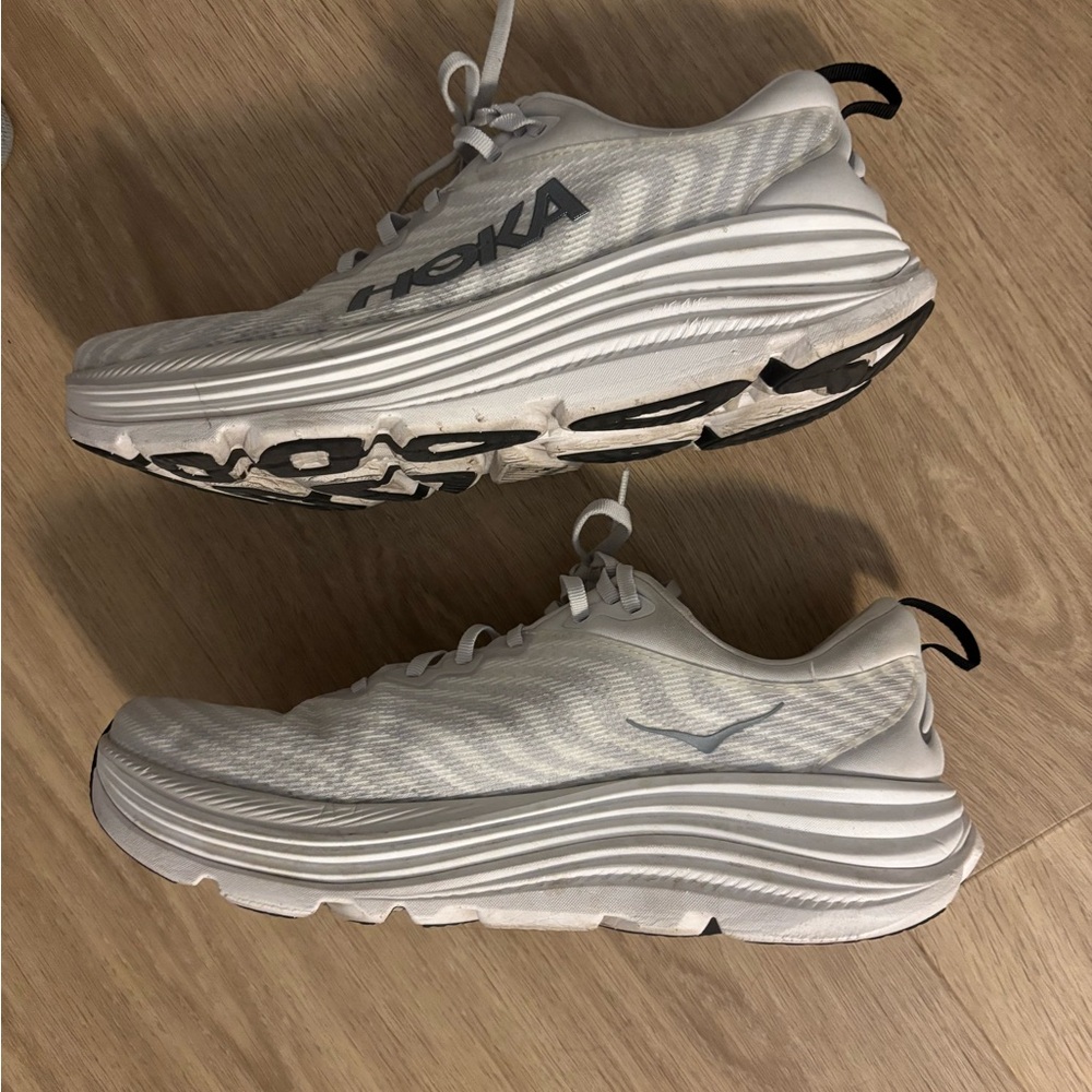 Hoka White and Gray Gaviota 5